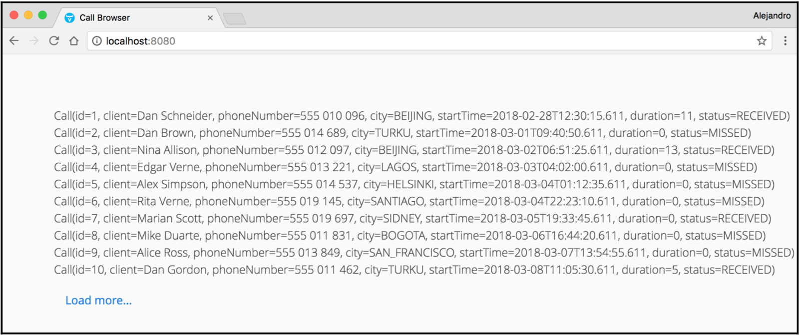 Infinite lazy loading example