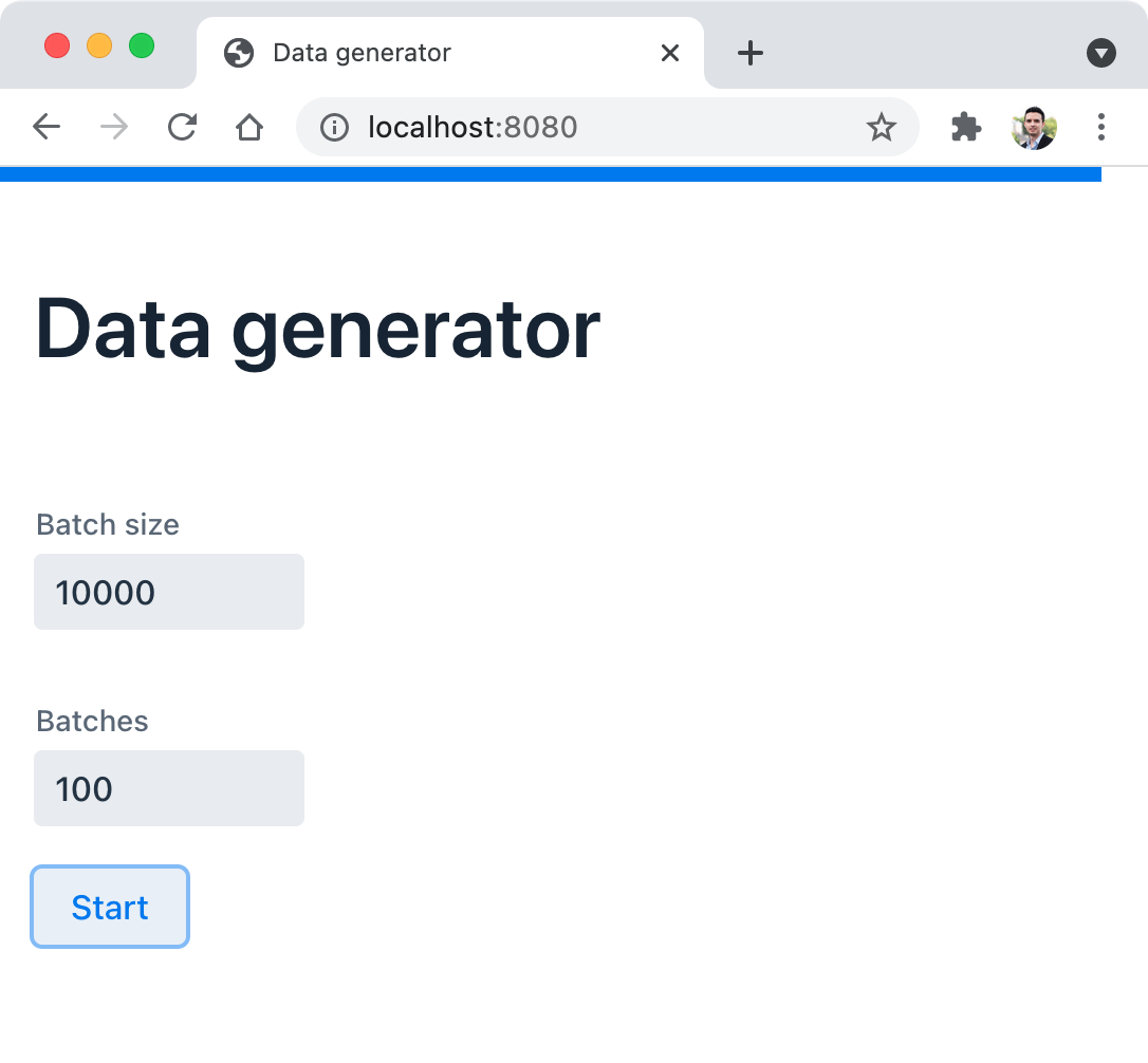 A data generator implemented in Vaadin feeding a MariaDB ColumnStore database